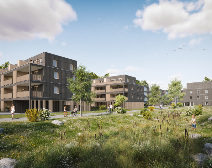 Visualisierung des zukünftigen Wohnquartiers im Kluftern