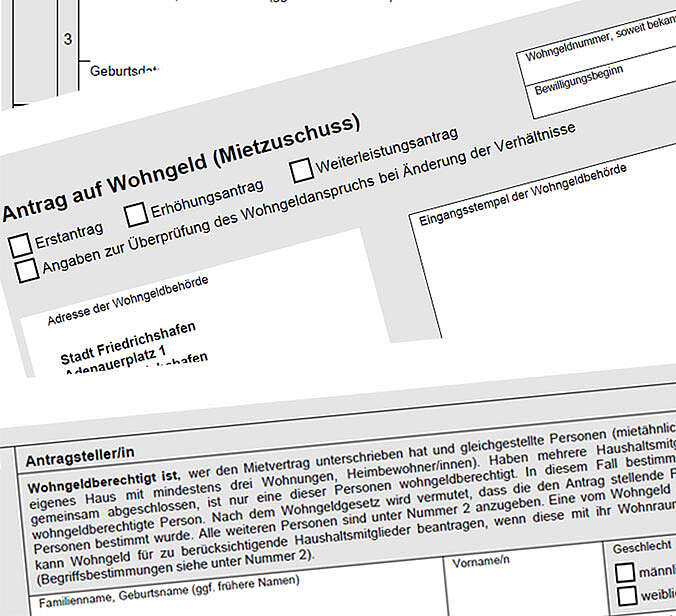 Formular Antrag auf Wohngeld